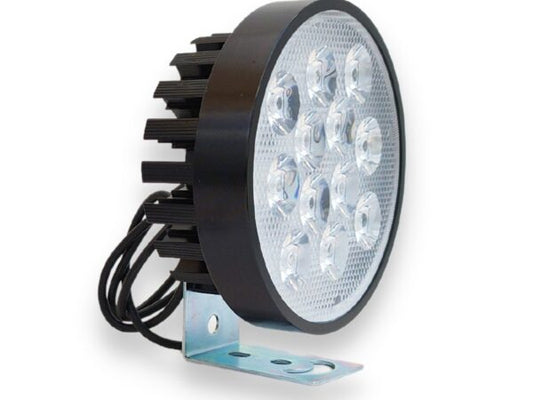 פנס לד קדמי חזק מאוד עגול 12 לד שחור