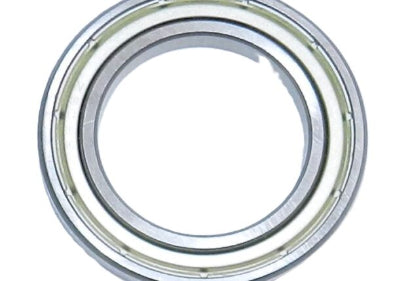 Close-up of a metal bearing on a white background