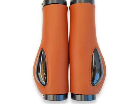 זוג גריפים איכותיים דמוי עור עם ג'ל – חום