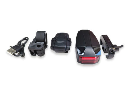 פנס אחורי משולב אזעקת רטט חכמה – דגם A6 (USB Rechargeable)